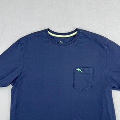 Tommy Bahama Mens Navy Blue Pima Cotton Pocket T-Shirt Marlin UPF 30 Small