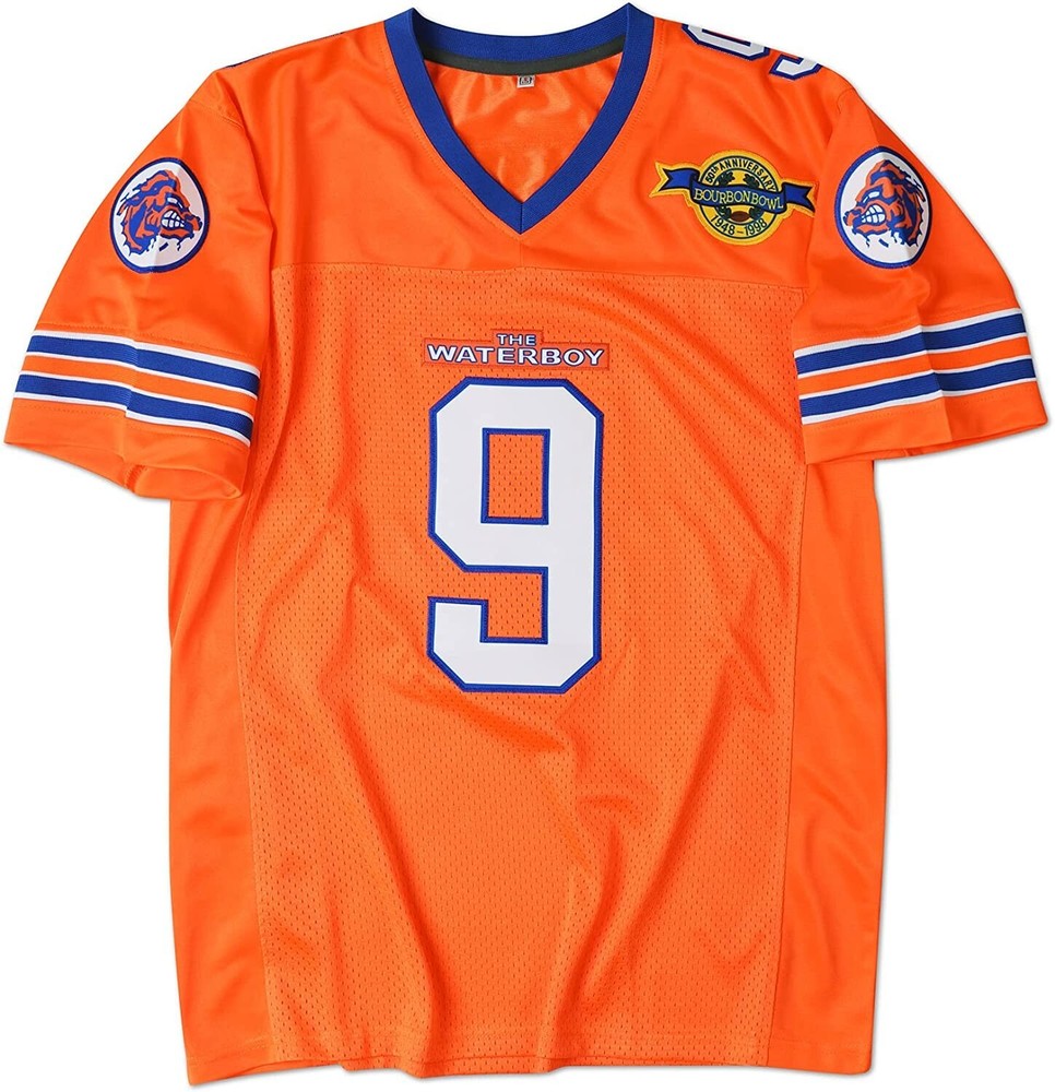 The Waterboy Bobby Boucher #9 Football Jersey Adam Sandler Orange Men’s MEDIUM