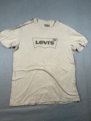 Levis Logo classic Shirt mens Large Tan Beige Logo Modern EUC cotton