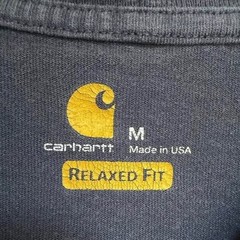 Carhartt USA Flag Logo Long Sleeve T-Shirt Medium Relaxed Fit Navy Made in USA