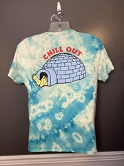Chill Out Igloo Shirt Mens Medium Blue Tie Dye Graphic Tee Winter Funny Snow