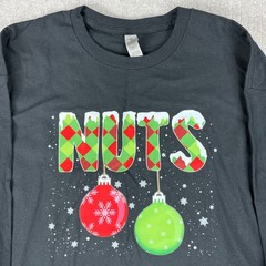 New Gildan NUTS Christmas Graphic Tee Men XL Black Funny Holiday Shirt