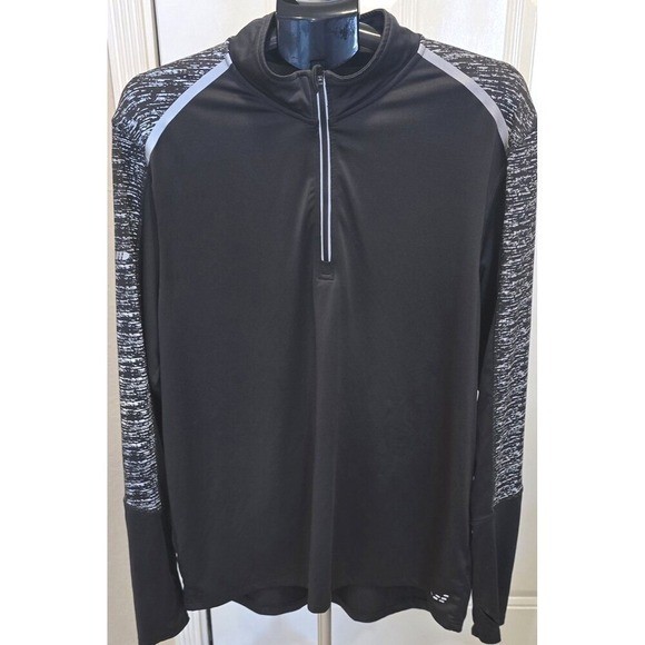 Men’s Large Black Reflective Quarter Zip by bcg/BioViz Long-Sleeve Thumb Holes