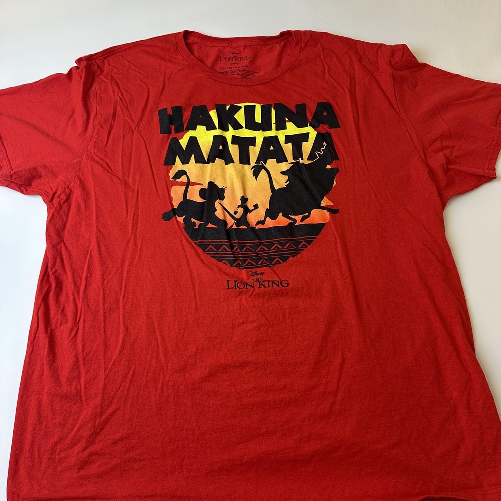 Disney Lion King Shirt Mens 3XL Red Hakuna Matata Timon Pumbaa Simba Graphic Tee