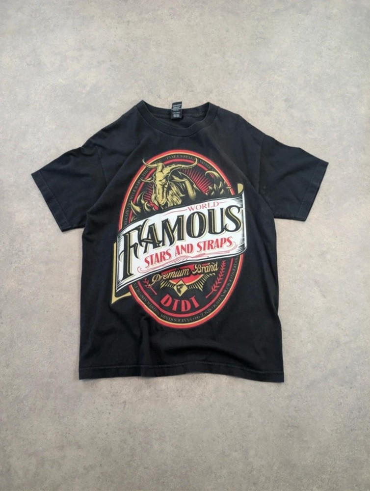 Famous Stars and Straps T Shirt Mens Medium Black Y2K Graphic Streetwear Logo