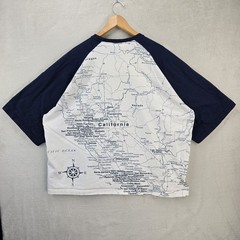 Vtg California Golden State Shirt Mens 3XL Map All Over Print Raglan Sleeve