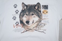 Vintage Wolf Graphic Shirt Mens Large White Wildside Single Stitch 90’s Nature