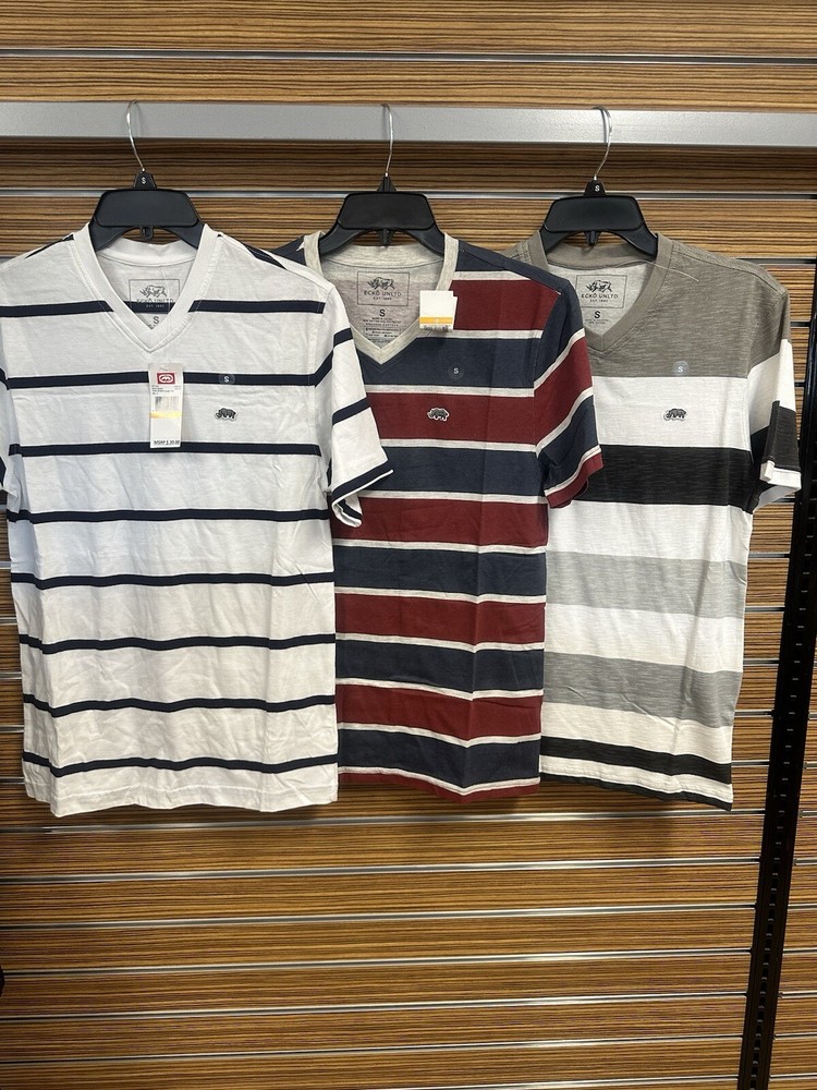 ECKO Unltd. Vintage Men’s Stripe V-Neck T-Shirt ( 3 Pieces / One Price ) Small