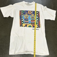 Vintage Tropical Threads Sunset Beach Shirt Mens Medium White Graphic 90s