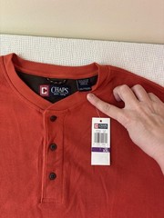 NWT Chaps Henley Thermal Shirt Mens XXL Orange Waffle Knit Casual Preppy Travel