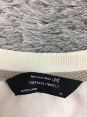 Members Mark Thermal Henley Shirt Mens Size XL Off White Long Sleeve Cotton