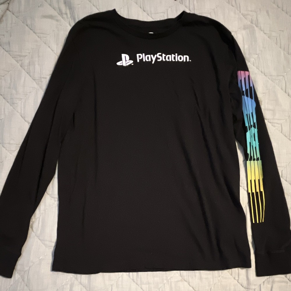 PlayStation Men’s Black Long Sleeve Logo Graphic Crew Neck T-Shirt Size M