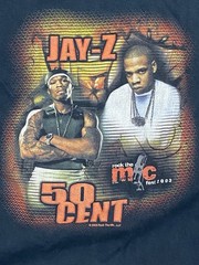 SEE PHOTOS Vintage Jay Z 50 Cent Rap Tee Shirt Rock The Mic Tour 2003 Size XL