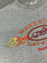 Vintage Motorcycle Shirt Mens Large Gray Y2K Flames Biker Work Sucks Lets Ride