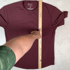 BYLT Drop-Cut Henley Shirt Mens XL Red Polka Dot LUX Short Sleeve Athletic Fit