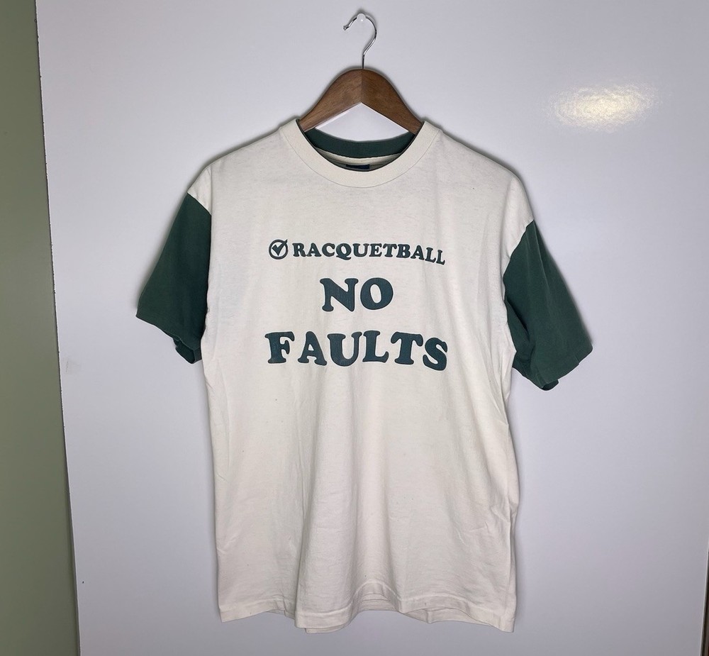 Vtg 90s Raquetball No Faults Color Block Single Stitch T-Shirt Size L