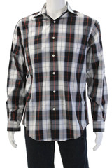 The Men’s Store at Bloomingdale’s Men Black Plaid Button-Up Long Sleeve Size M