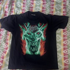 Vintage Slayer T Shirt 90s Green Devil Thrash Metal Slayer The Roxx Large