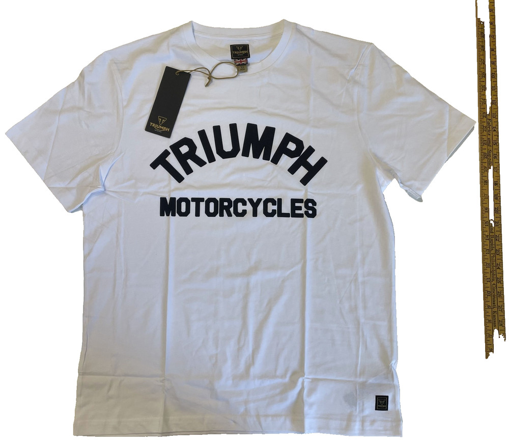 Triumph Motorcycles Burnham T Shirt Mens XL White Soft Cotton Casual Arch Logo
