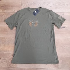 Under Armour Shirt Mens Large OD Green Freedom Snake T Graphic Tee USA Flag New