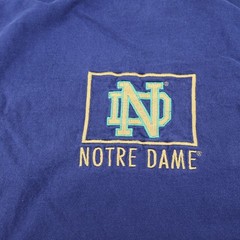Notre Dame Mens 2XL Embroidered Logo T-Shirt Blue NCAA (see photo for flaw)