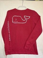 Vineyard Vines Pink Long Sleeve Pocket Tee Whale Logo Graphic Size M