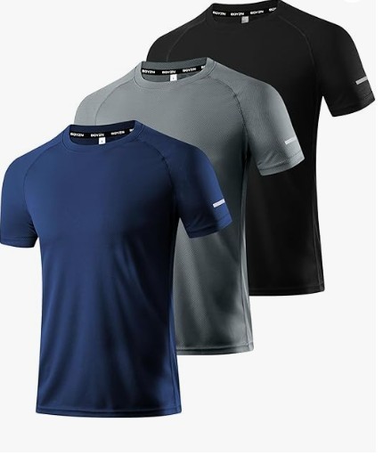Men’s 3 Pack Quick Drying Breathable Short Sleeeved T-Shirts (X-Large)