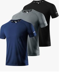 Men’s 3 Pack Quick Drying Breathable Short Sleeeved T-Shirts (X-Large)
