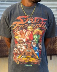 Street Fighter II 90s Basic Style Charcoal T shirt Remake tee Unisex S-5XL