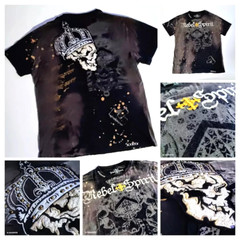 Rebel Spirit T Shirt Men’s XXL Black White Grey Gold Royal Skull Streetwear Used