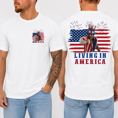 Apollo Creed Living In America T Shirt, Patriotic Boxing Fourth Of July Vintage