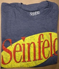 Seinfeld Shirt TV Show Distressed Logo Officially Licenced Tee Navy Mens L-XXL