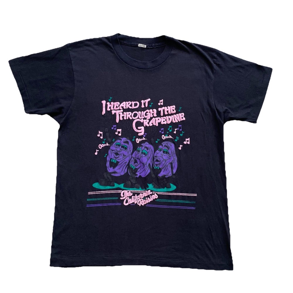 Vintage California Raisins T Shirt Black XL 80s Dancing Grapevine