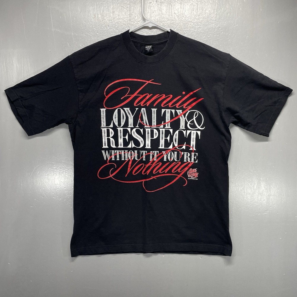 FAMILY LOYALTY RESPECT One Deep Urban Streetwear Tee Black T Shirt Men Sz XL