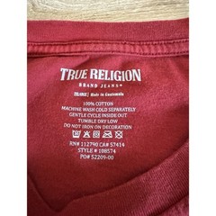True Religion Shirt Men’s 2XL Red Gold Foil Metallic Buddha Logo Cotton T-Shirt