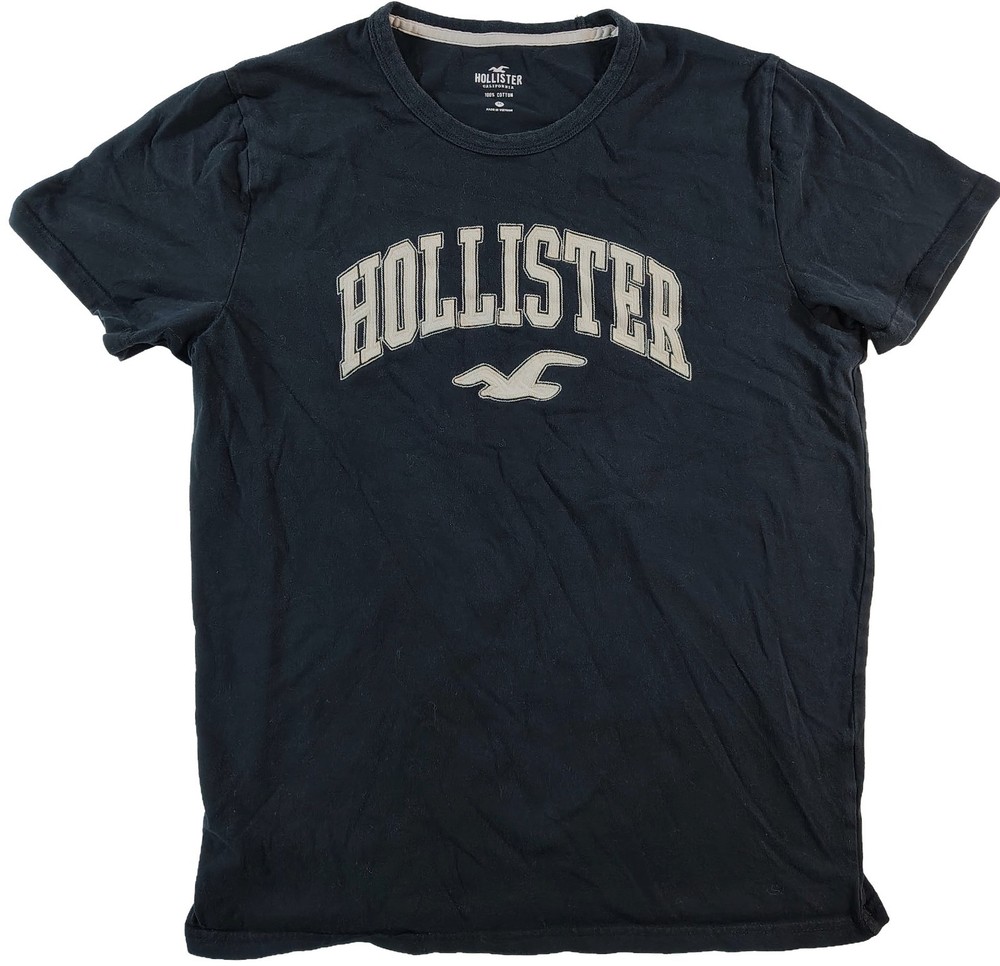Men’s Black Medium Hollister California Embroidered Logo Graphic T-Shirt