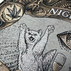 Nightfilth Y2K Cat Party Black Graphic Tee in Vintage Tattoo Style Uni Sz Large