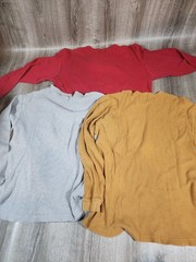 Set Of 3 Vintage Eddie Bauer T-Shirt Thermal Waffle Knit Long Sleeve Size Medium