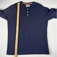The Normal Brand Mens Henley Large Navy Blue Raglan Long Sleeve Cotton Blend