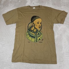 VTG Kenya Maasai Girl Shirt Mens XL Brown Preowned Shirt Cotton