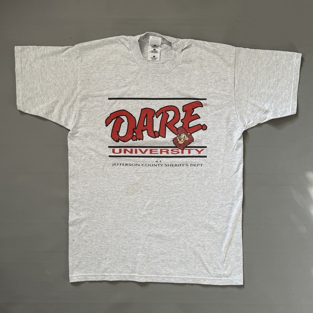 Vintage Y2K D.A.R.E Logo Colorado Graphic T-shirt Adult Size Large Gray