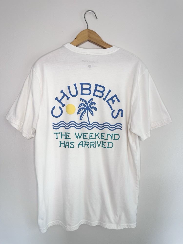 Chubbies Men’s The Weekend Has Arrived T Shirt Sz Large Pocket Logo