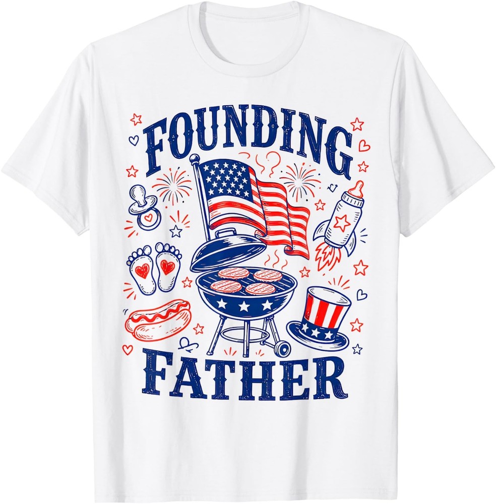 New Dad Patriotic Pregnancy Announcement T-Shirt 4th of July Gift