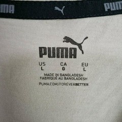 Puma Shirt Mens Large Beige Big Logo Tape Sleeve Graphic Tagless Jersey Tee