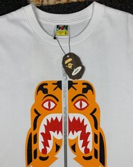 A Bathing Ape Tiger Print Short Sleeve T-Shirt White XL Cotton Graphic Top