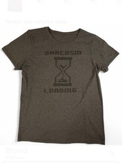 CHARCOAL GRAY SARCASM LOADING GRAPHIC T-SHIRT, CHEST 39 IN, LENGTH 28 IN
