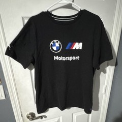 PUMA BMW M Motorsport Men’s L Black Graphic Logo T-Shirt Short Sleeve Crew