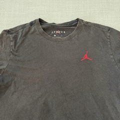 Air Jordan Back Printing Flying Man Retro Short Sleeve Distress Black Size L