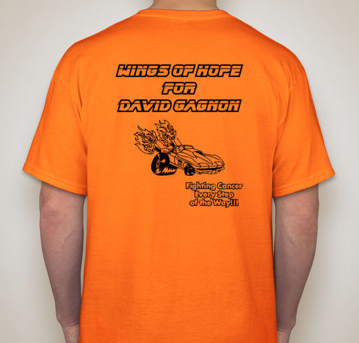 Cancer Fund Black Orange T-Shirt L, XL, XXL, XXXL – Wings Of Hope David Gagnon