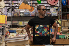 Geometric Retro Triangle Pattern T-Shirt | Abstract Colorful Design